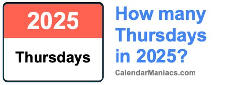 how many thursdays in 2025